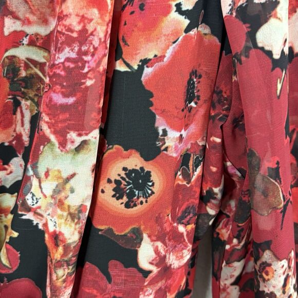 TAHARI ASL Size 18 Floral DRESS MULTICOLOR KNEE Length Sheer Long Sleeve - Picture 6 of 8